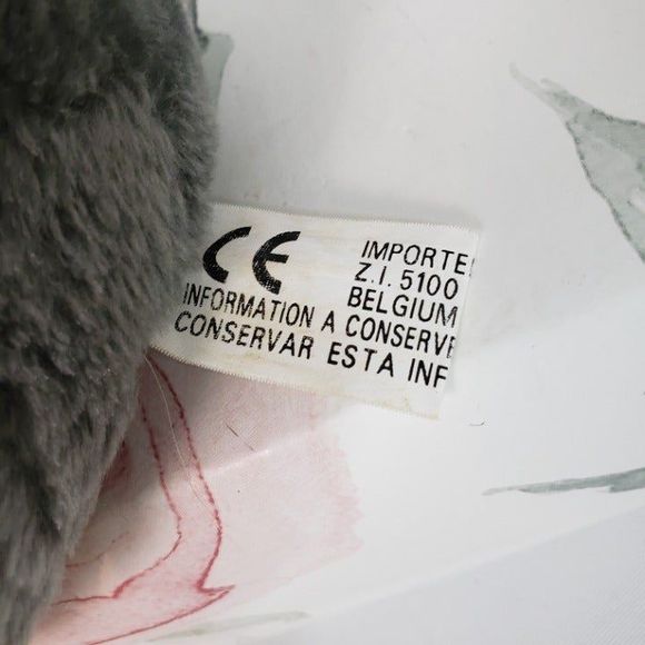 Vintage Belgium Gray Dressed Elephant Plush Trunk Up Pink RARE Stuffed Animal - Picture 8 of 12